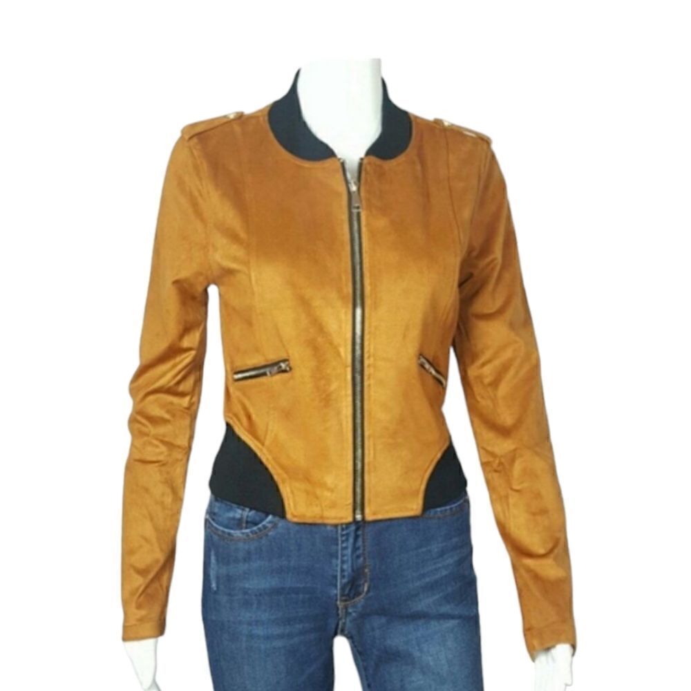 Chocolate U.S.A Women's Chestnut Blazer Suede Moto Jacket Size Small‎